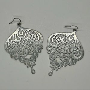 silver tone statement earrings